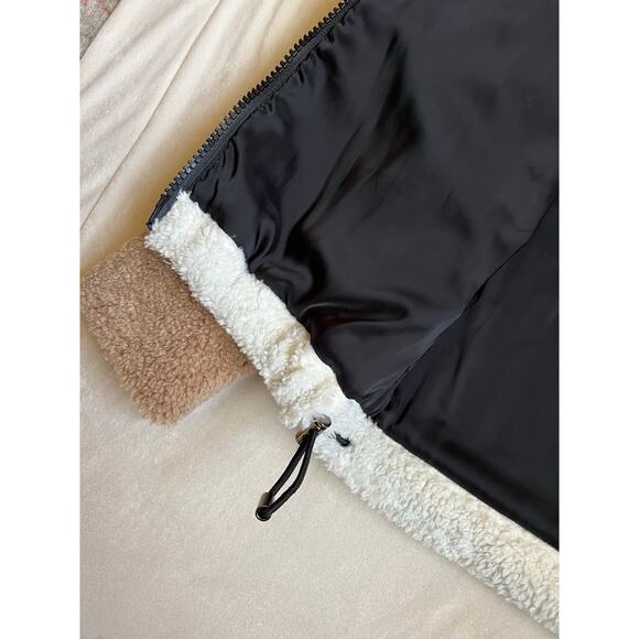 Sam New York Denver Cream Brown Colorblock Sherpa Jacket Size S - Picture 6 of 12